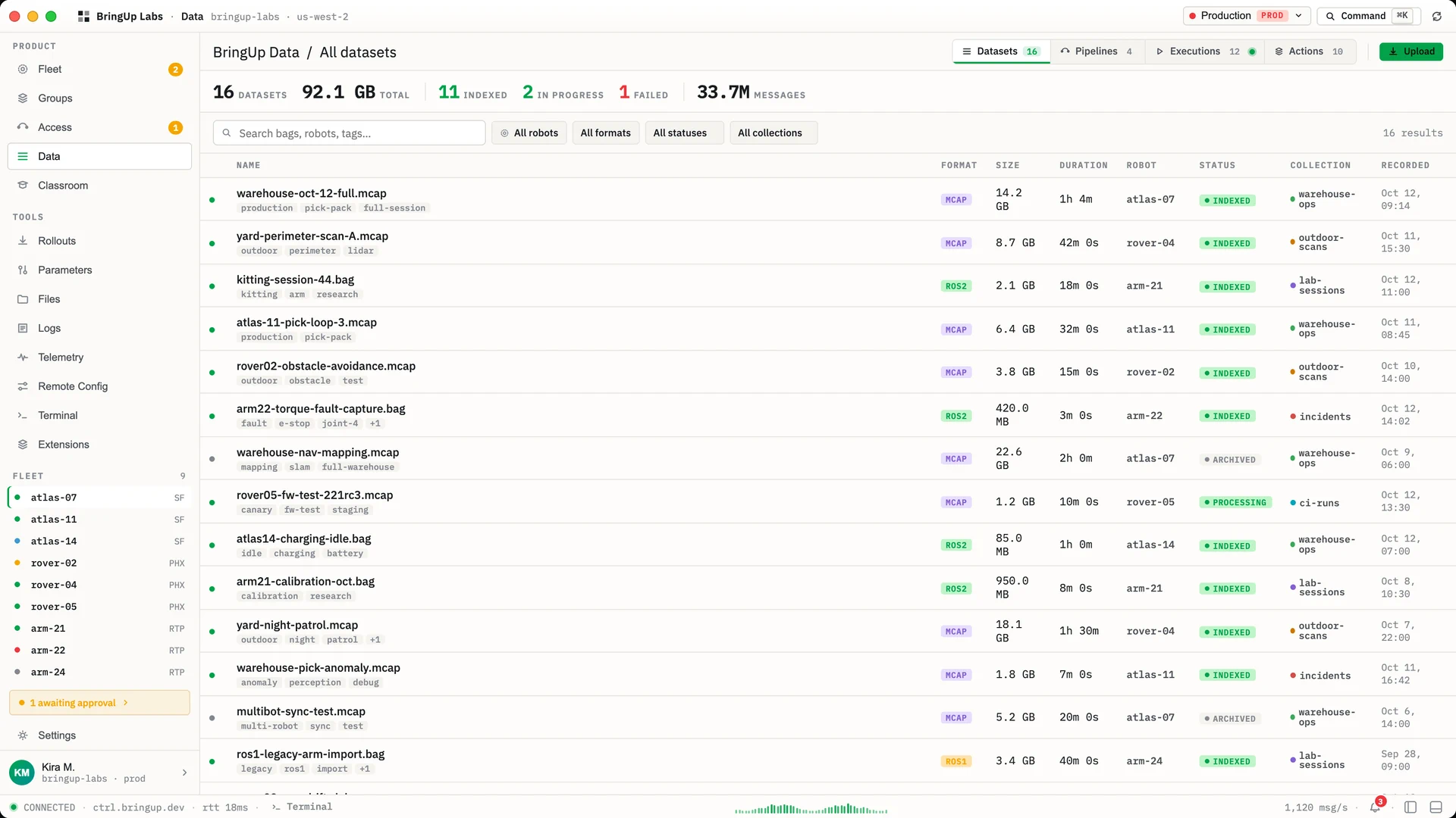 Data — Every byte your fleet records, searchable.